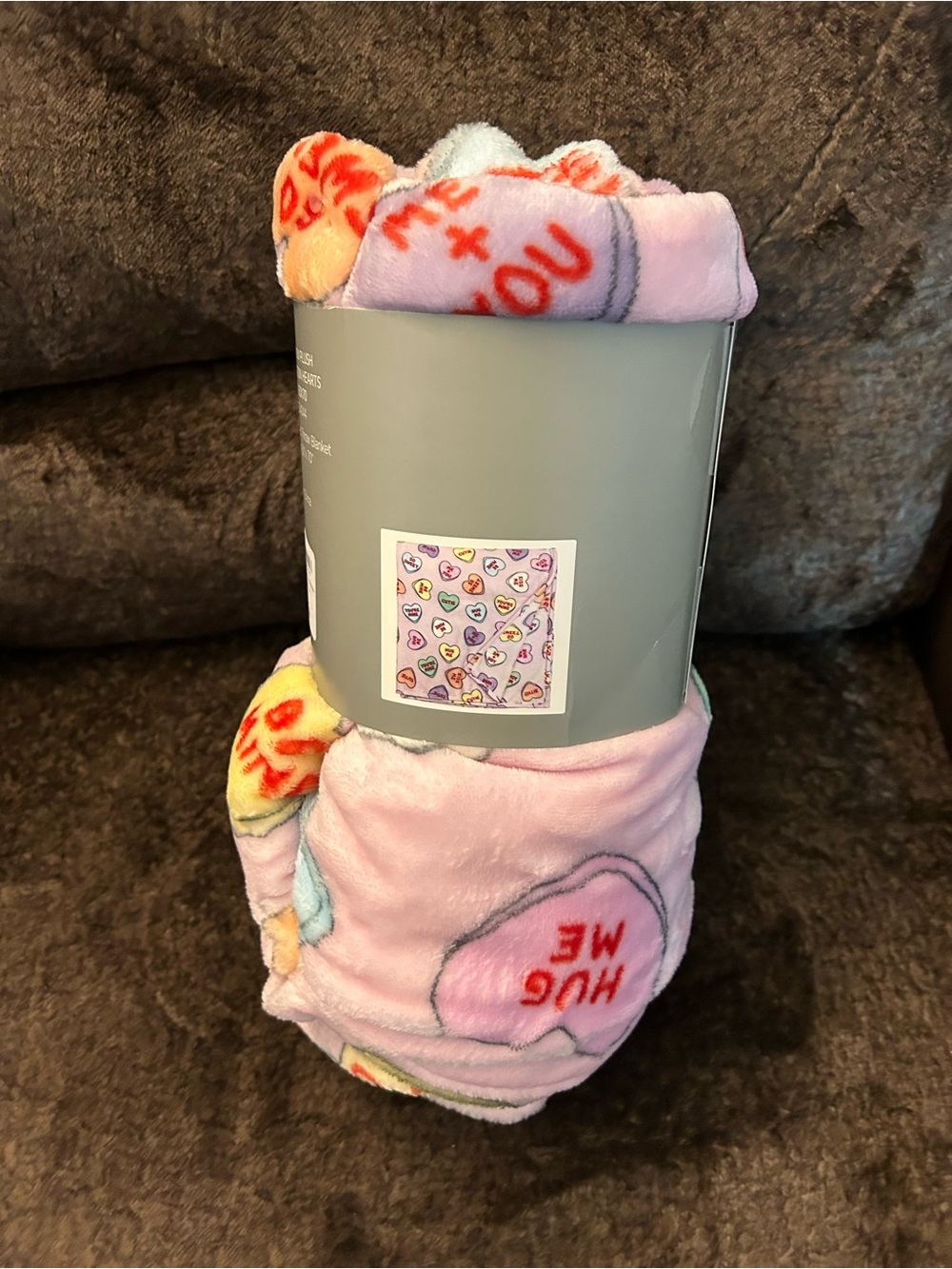 Pink Conversation Heart Plush Throw Blanket